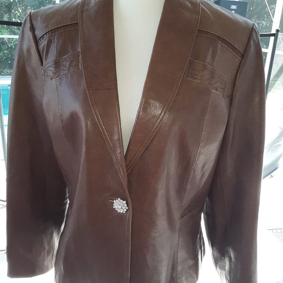 Vintage Black Rivet 100% Leather Jacket